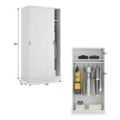 Armario Juvenil de 2 Puertas Correderas color Blanco MAX019O