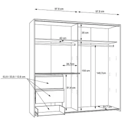 Armario 2 Puertas 3 Cajones en Blanco Mate con Cajonera Exterior W2QS323E71-120