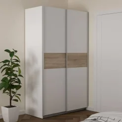 Armario 2 Puertas Correderas Blanco y Roble Sonoma WNPS423E1-Q89