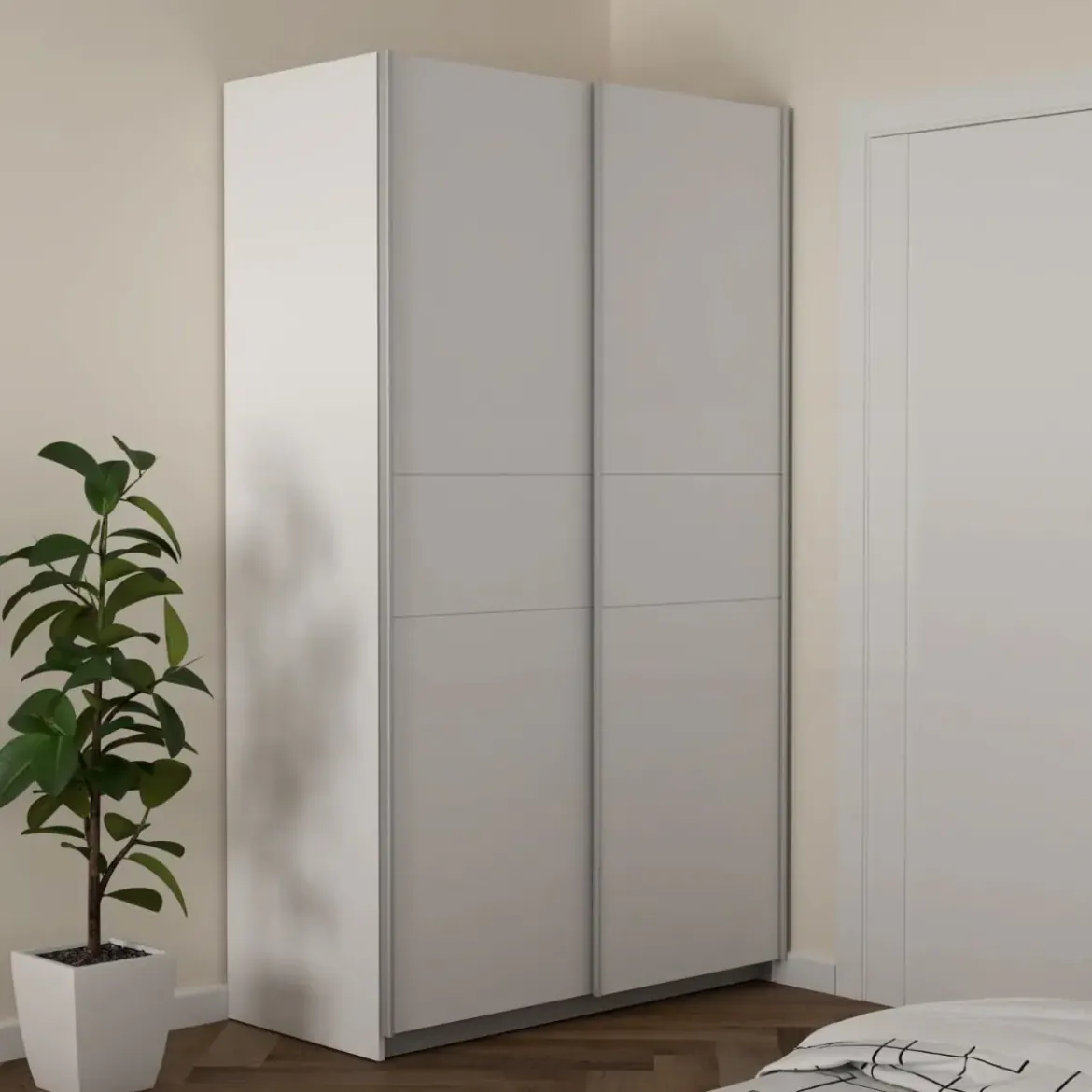 Armario 2 Puertas Correderas Blanco y Roble Sonoma WNPS423E1-Q89