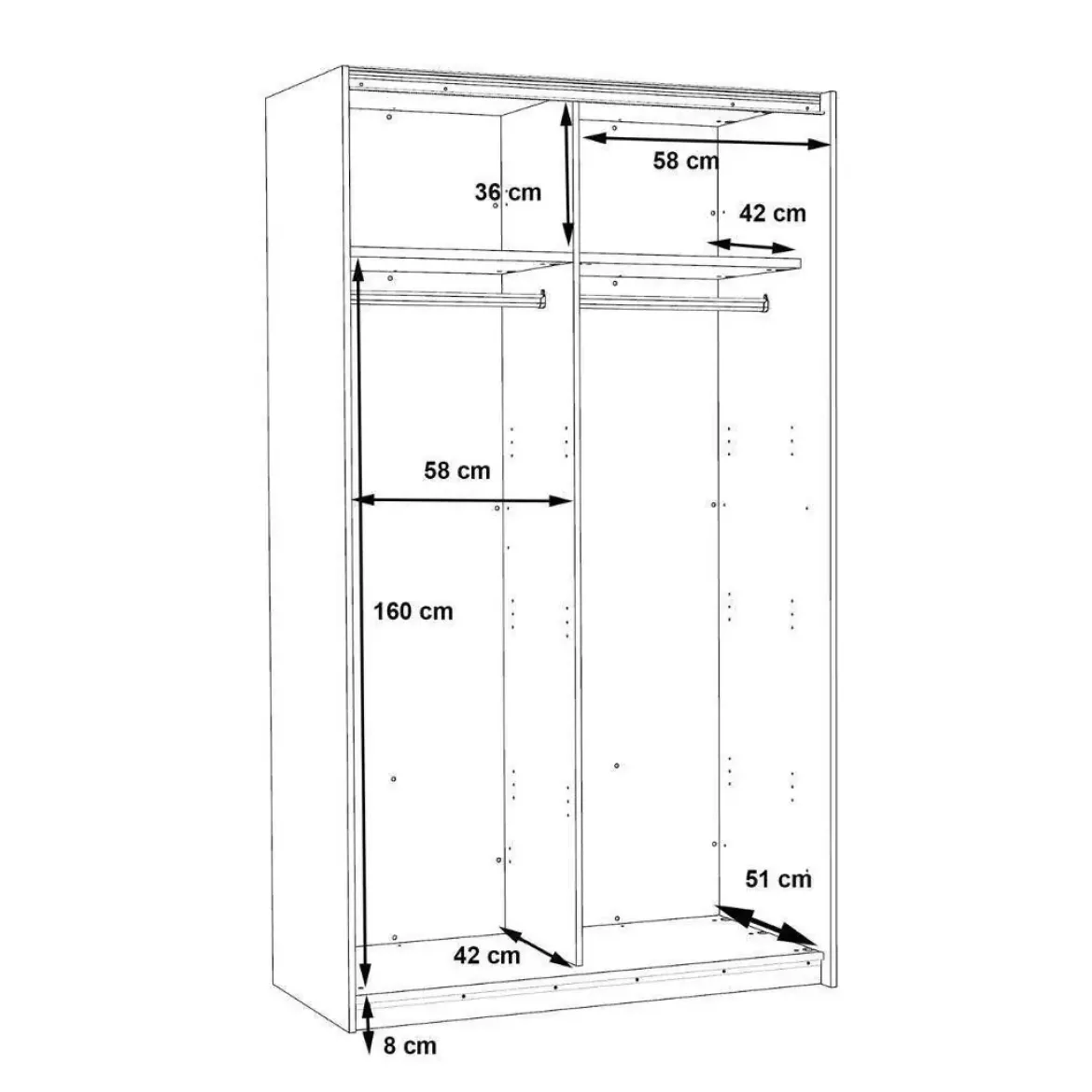 Armario 2 Puertas Correderas Blanco y Roble Sonoma WNPS423E1-Q89