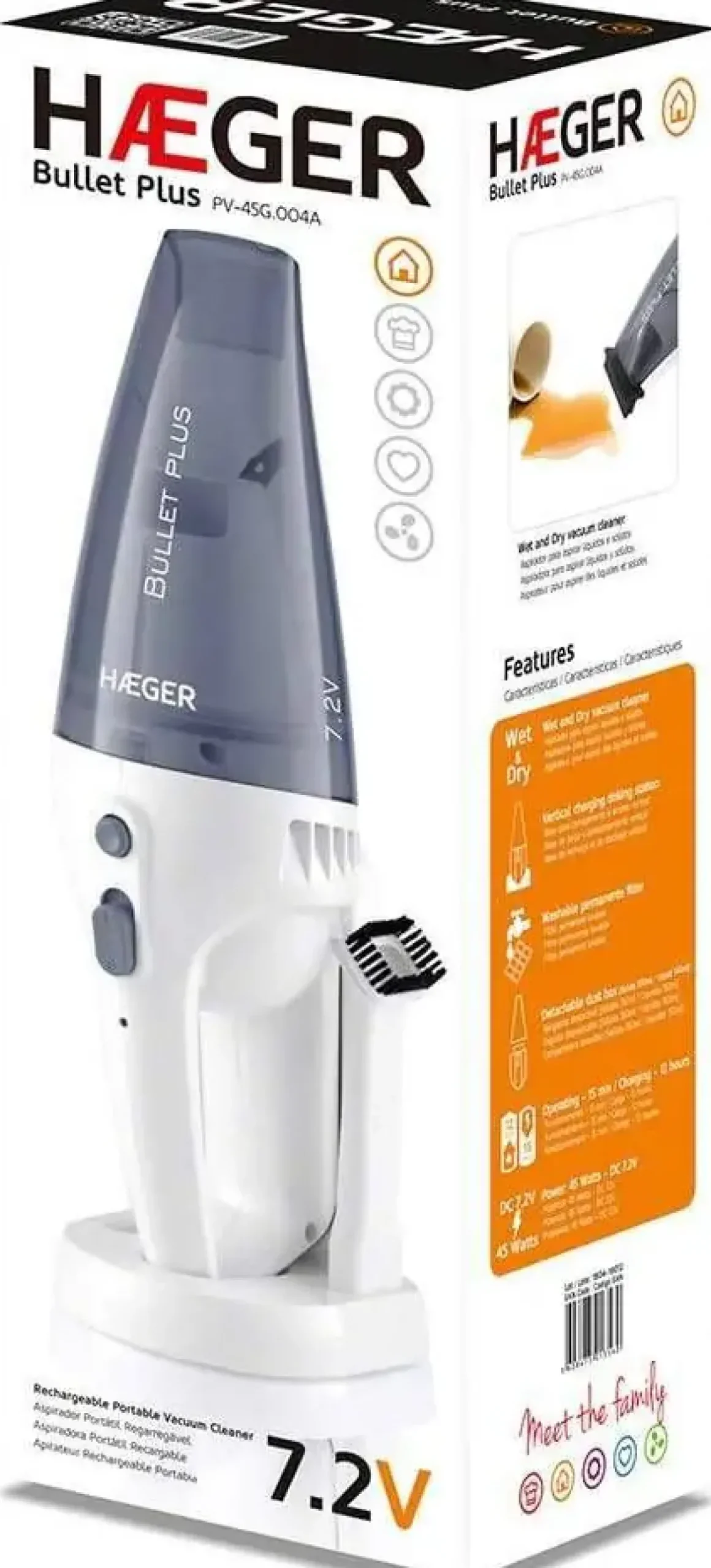 Aspirador Recargable para Líquidos y Sólidos HAEGER BULLET PLUS PV45G004A