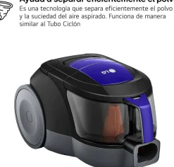 Aspirador sin Bolsa Ciclónico 650W 1.1L Filtro HEPA LG VC5506NHTB