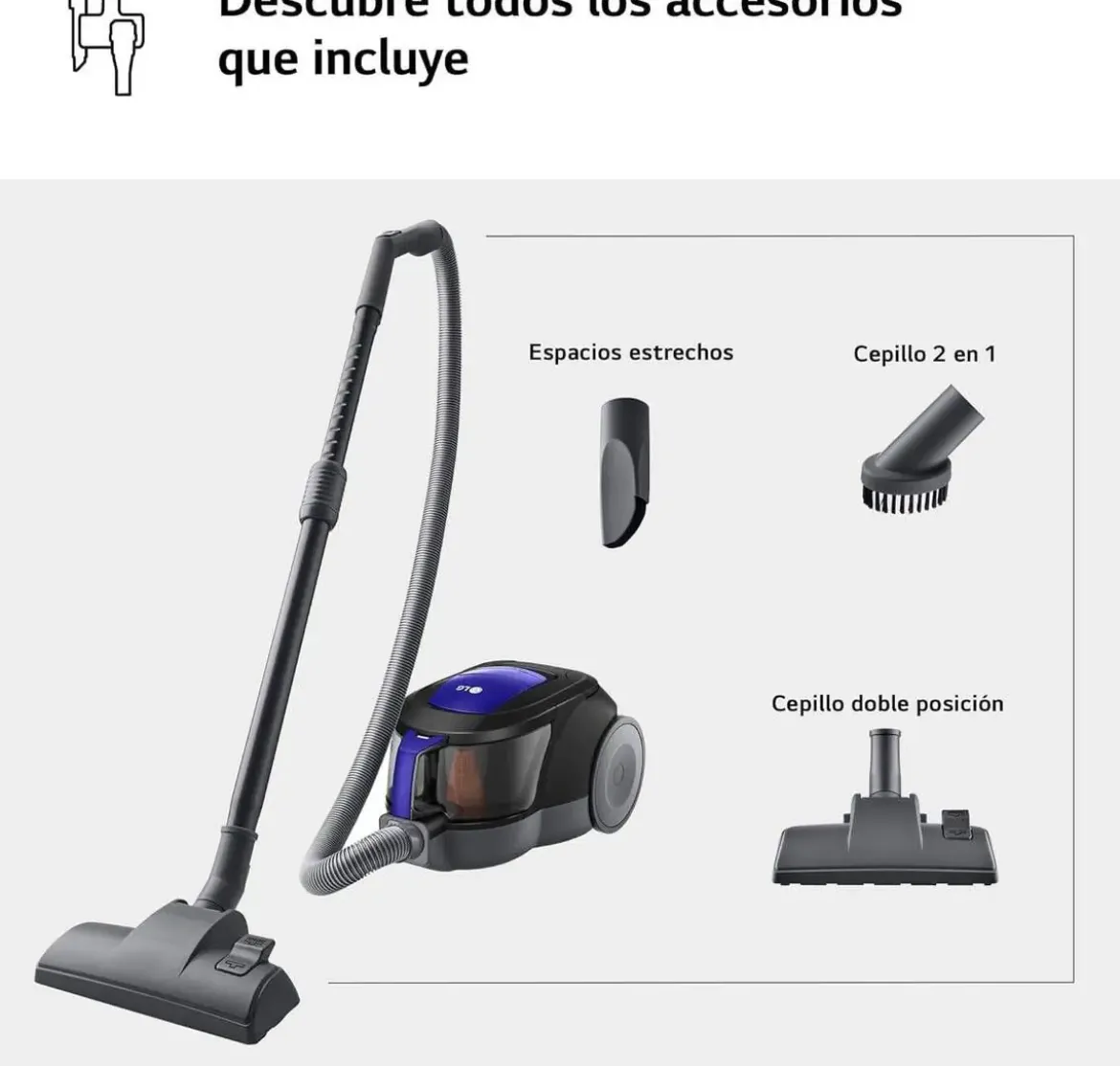 Aspirador sin Bolsa Ciclónico 650W 1.1L Filtro HEPA LG VC5506NHTB