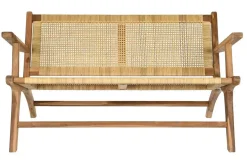 Banco de Jardín de Madera Teca-Ratán Natural MB-199282
