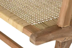 Banco de Jardín de Madera Teca-Ratán Natural MB-199282