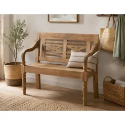 Banco de Jardín de Teca Maciza 2 Plazas Natural MB-223591