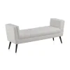Banqueta blanca tapizada con patas de madera negras GABAR 10880