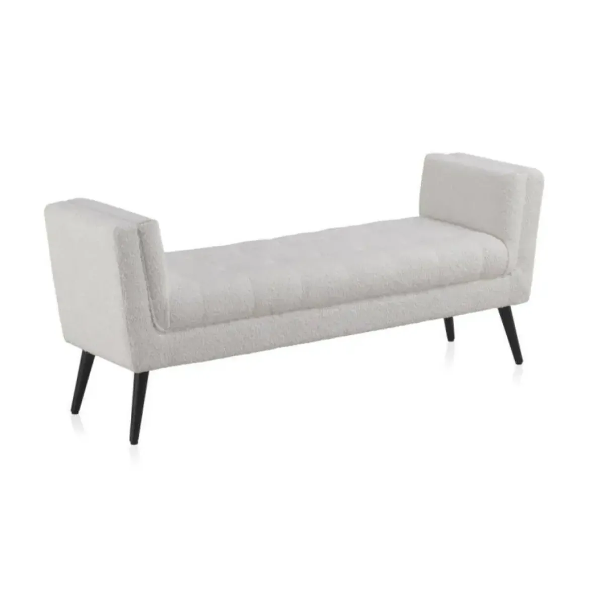 Banqueta blanca tapizada con patas de madera negras GABAR 10880