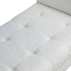 Banqueta blanca tapizada con patas de madera negras GABAR 10880