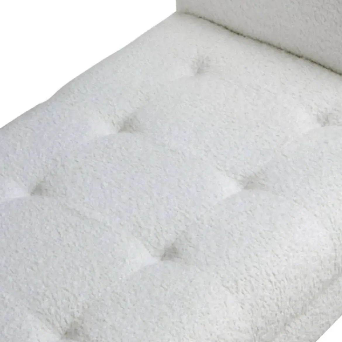 Banqueta blanca tapizada con patas de madera negras GABAR 10880