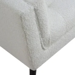 Banqueta blanca tapizada con patas de madera negras GABAR 10880