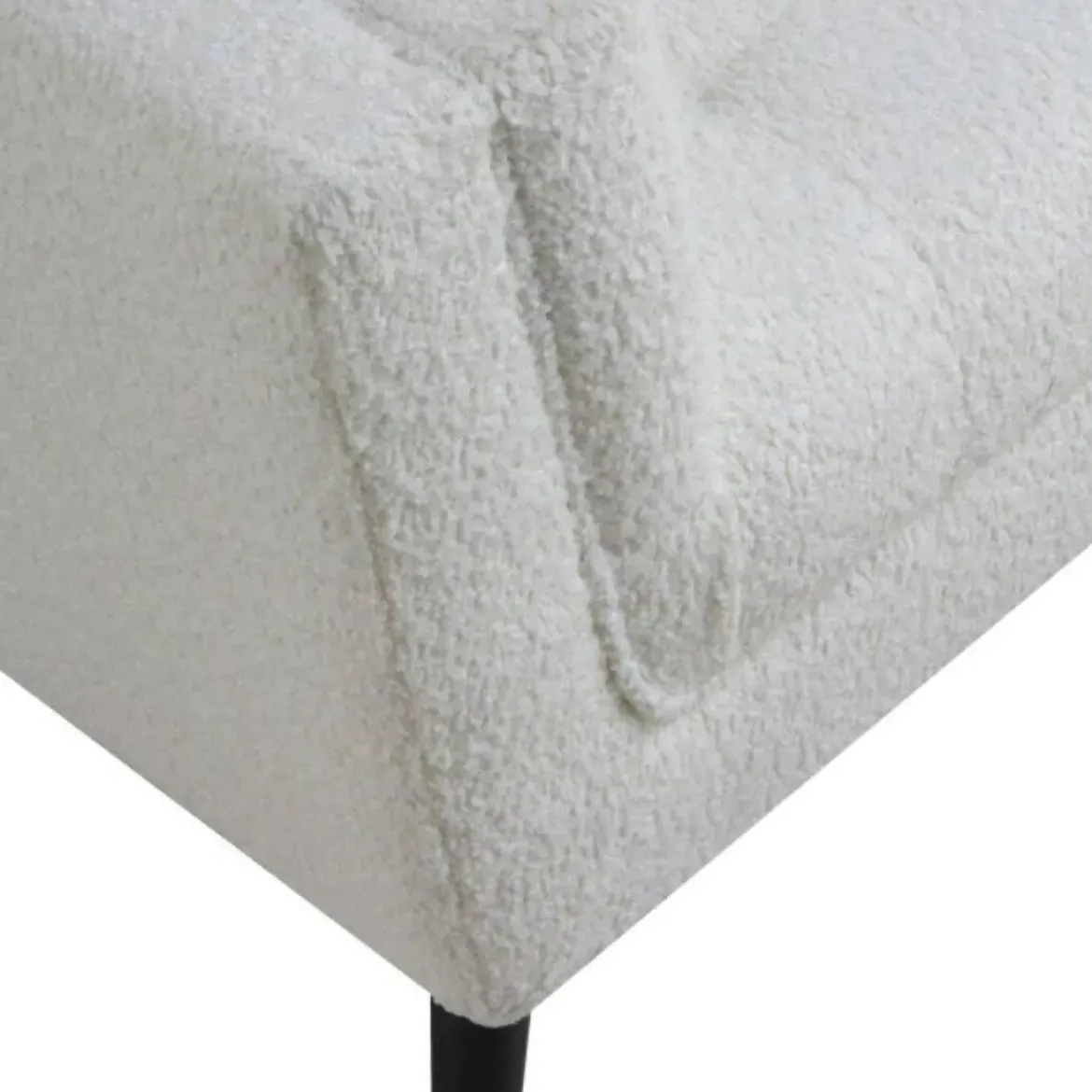 Banqueta blanca tapizada con patas de madera negras GABAR 10880