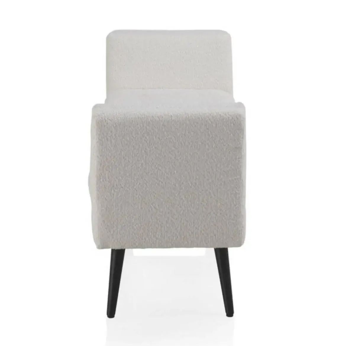 Banqueta blanca tapizada con patas de madera negras GABAR 10880