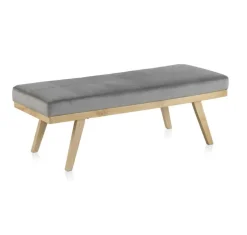 Banqueta Tapizada con Terciopelo Gris GABAR 8110
