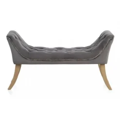 Banqueta Tapizada con Terciopelo Gris GABAR 10279