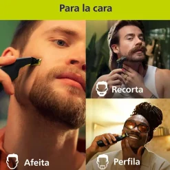 Barbero Recortador Philips OneBlade Pro Cara y Cuerpo Cuchilla 360 Peine-guía 12 longitudes QP6542/15