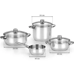 Batería de cocina con tapa de cristal 4 piezas MONIX M450002