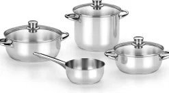 Batería de cocina con tapa de cristal 4 piezas MONIX M450002