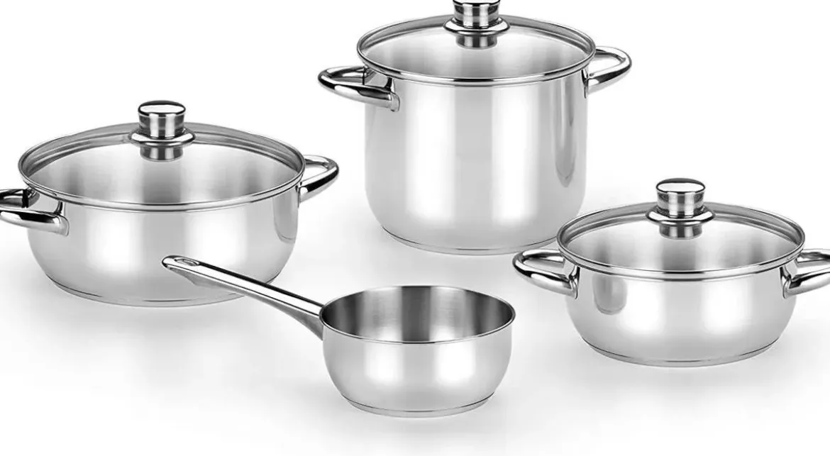 Batería de cocina con tapa de cristal 4 piezas MONIX M450002