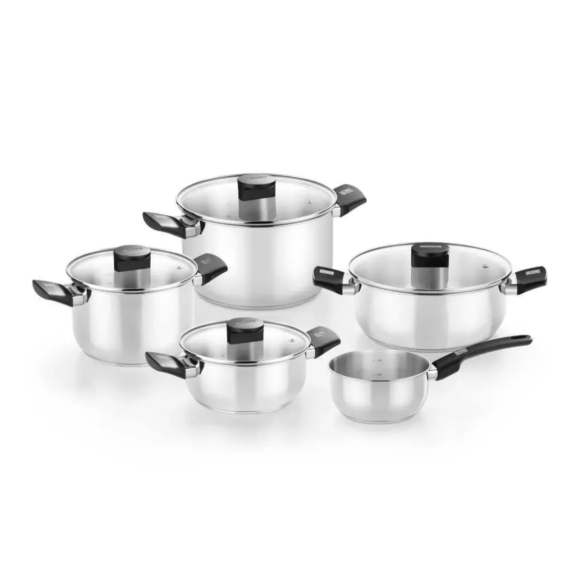 Bateria de Cocina Monix de Acero Inoxidable con Tapas de Cristal ELITE M240002