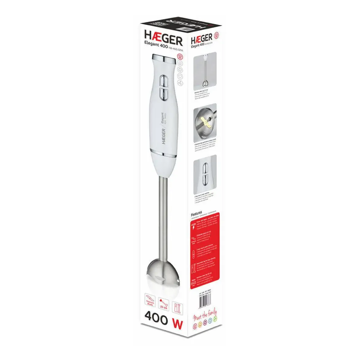 Batidora De Mano HAEGER 400 W Blanca Elegant HB400021A