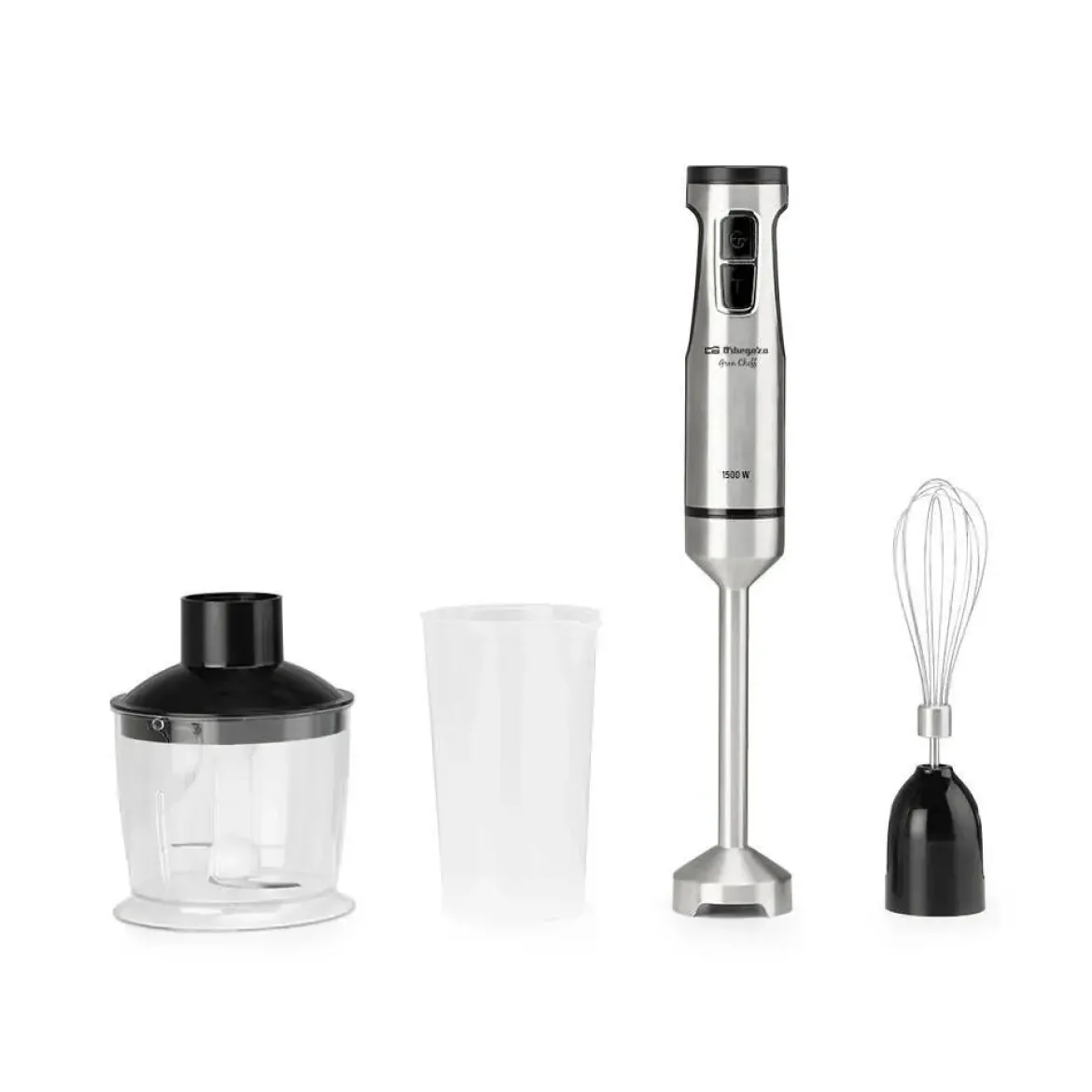 Batidora de Mano 1500W Acero Inox Turbo con Vaso Picador ORBEGOZO BT5015