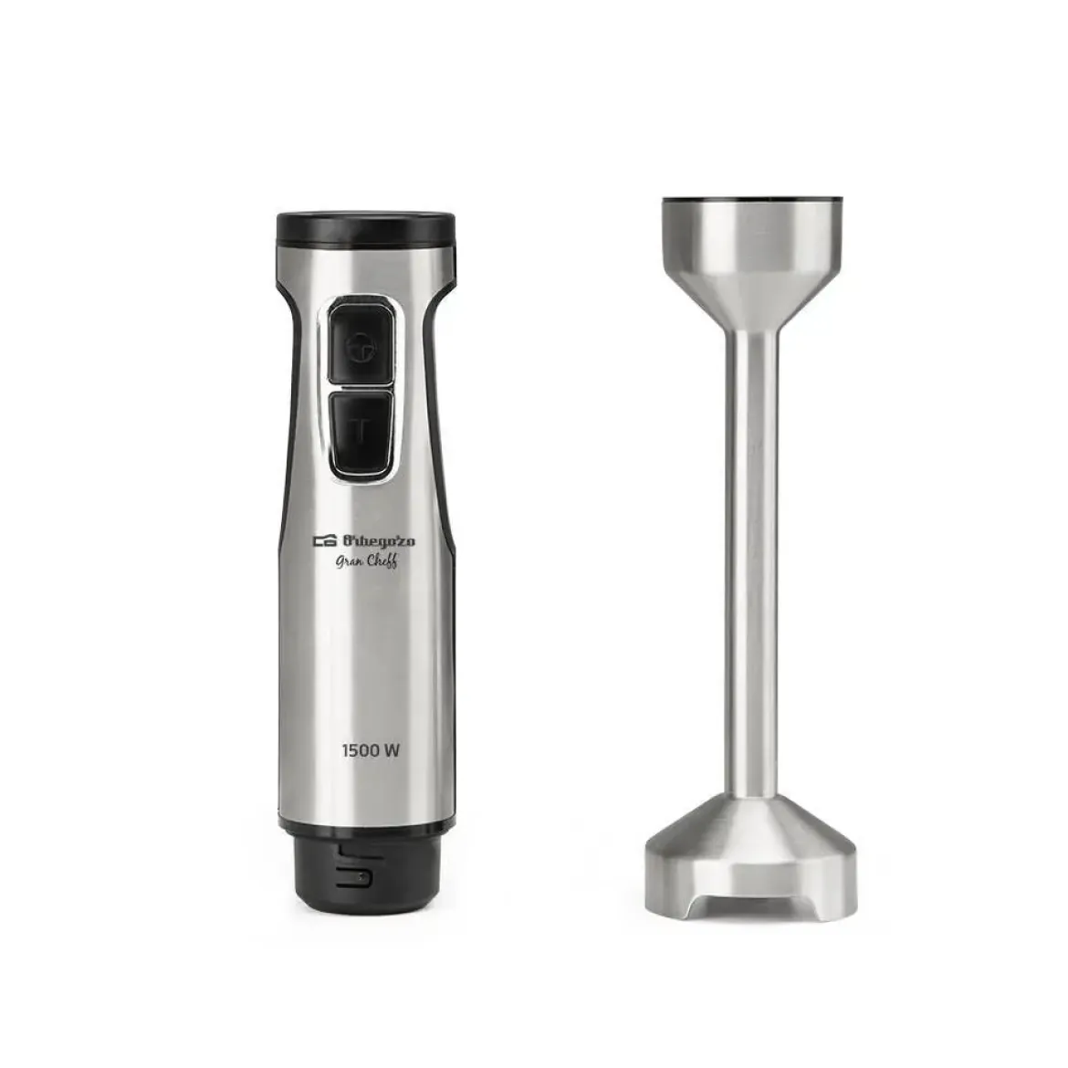 Batidora de Mano 1500W Acero Inox Turbo con Vaso Picador ORBEGOZO BT5015