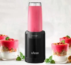 Batidora de Vaso Ufesa Nutriboom 900W con 2 Vasos y Cuchillas Inox Negro