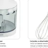 Batidora HAEGER 400 W + Picadora+ Montaclaras con Vaso Medidor Doce Plus HB400012A