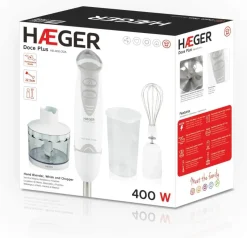 Batidora HAEGER 400 W + Picadora+ Montaclaras con Vaso Medidor Doce Plus HB400012A