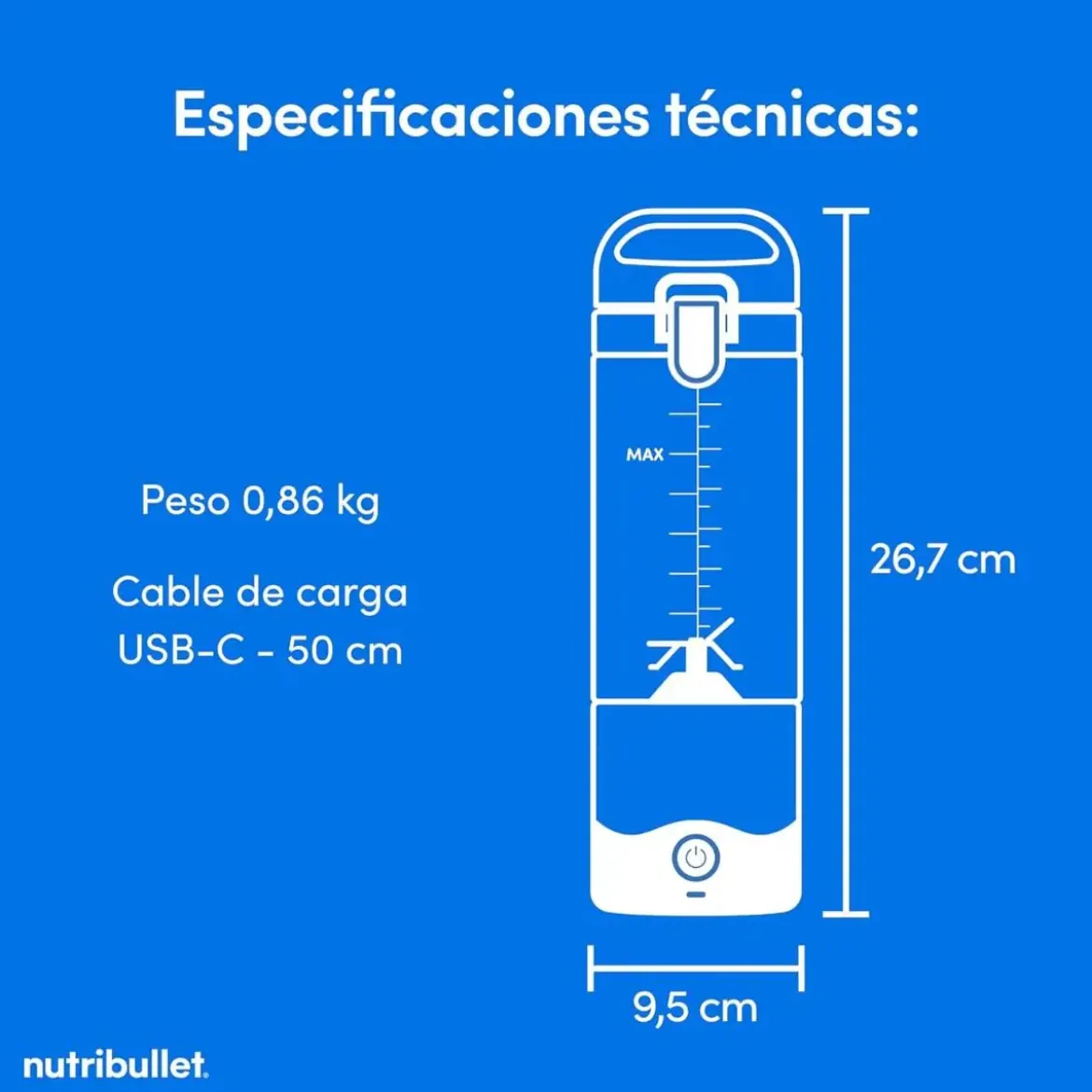 Batidora NUTRIBULLET Vaso 475 ml NBP003W