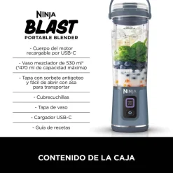 Batidora Portátil Recargable con Vaso 530 ml NINJA BLAST Azul BC151EUNV