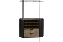 Botellero de Abeto y Metal Negro 90 cm MB-212483