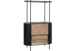 Botellero de Abeto y Metal Negro 90 cm MB-212483