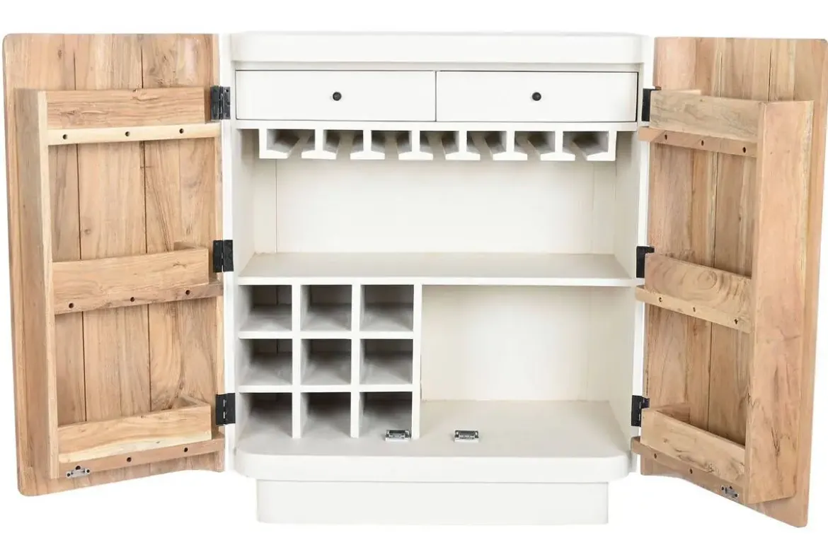 Botellero de Madera Natural con 2 Puertas MB-219443