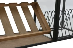 Botellero de Pared Industrial en Madera y Metal con Cristal MB-215977