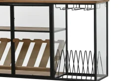 Botellero de Pared Industrial en Madera y Metal con Cristal MB-215977