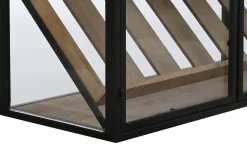 Botellero de Pared Industrial en Madera y Metal con Cristal MB-215977