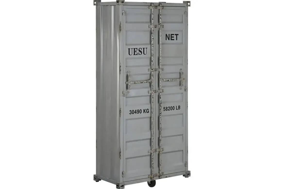 Botellero Industrial Metal y MDF Container Gris MB-217355
