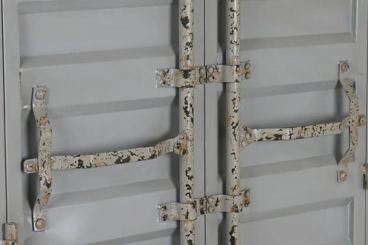 Botellero Industrial Metal y MDF Container Gris MB-217355