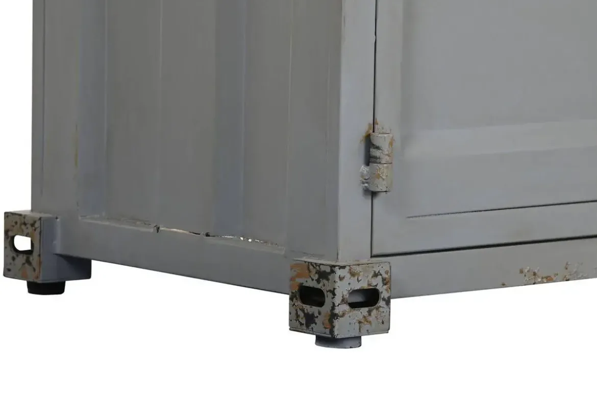 Botellero Industrial Metal y MDF Container Gris MB-217355