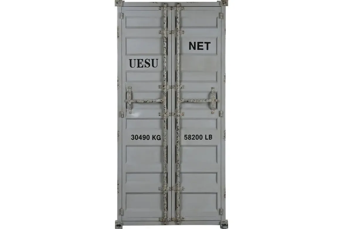 Botellero Industrial Metal y MDF Container Gris MB-217355