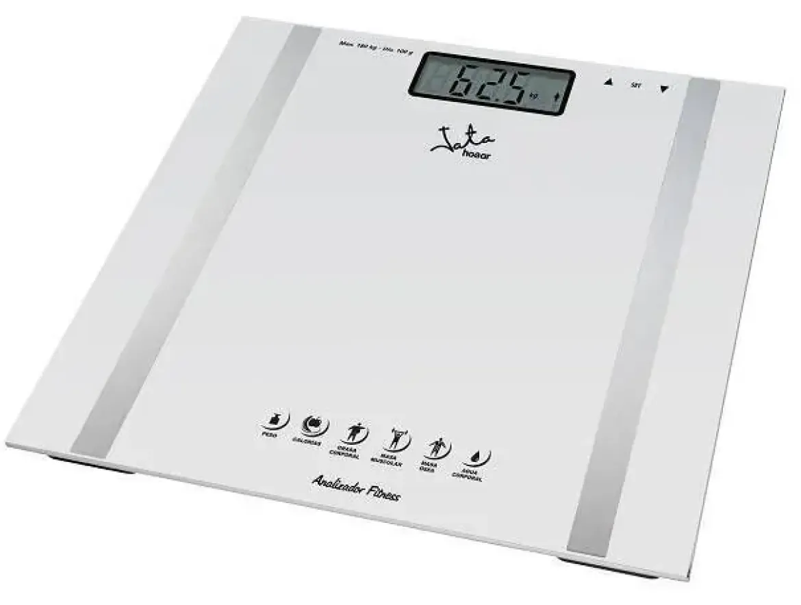 Báscula de Baño JATA Analizador corporal Blanco/Aluminio 532