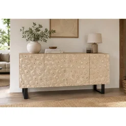 Buffet de Acacia con Patas de Metal y 4 Puertas MB-227287
