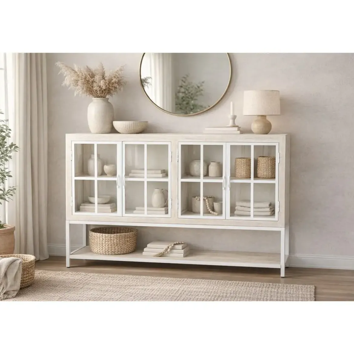 Buffet de Madera de Mango y Metal Blanco Decapé MB-205847