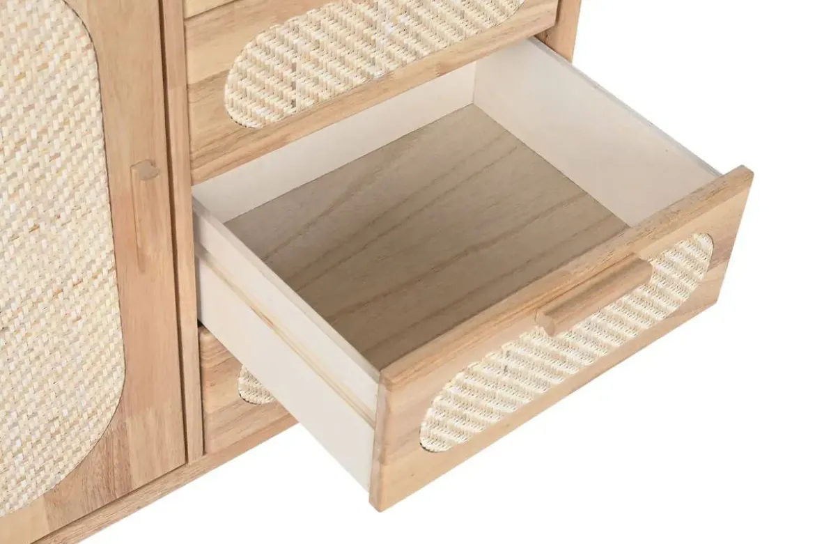 Buffet de Madera Rubberwood con Ratán Natural y 4 Cajones MB-212344