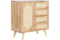 Buffet de Madera Rubberwood con Ratán Natural y 4 Cajones MB-212344