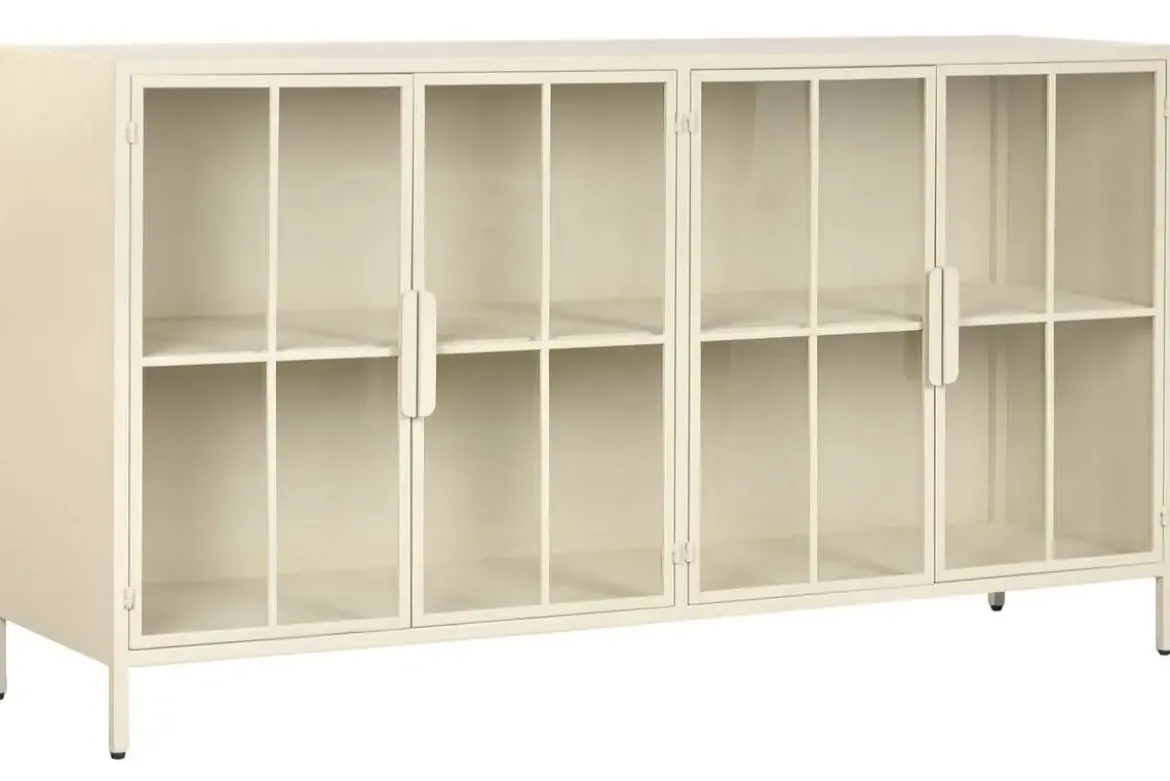 Buffet de Metal con 4 Puertas de Cristal Templado MB-227914