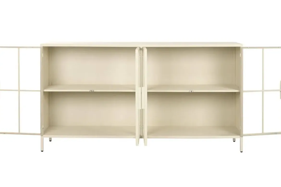 Buffet de Metal con 4 Puertas de Cristal Templado MB-227914